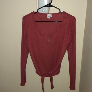 Pink-Orange Long Sleeve Crop Top